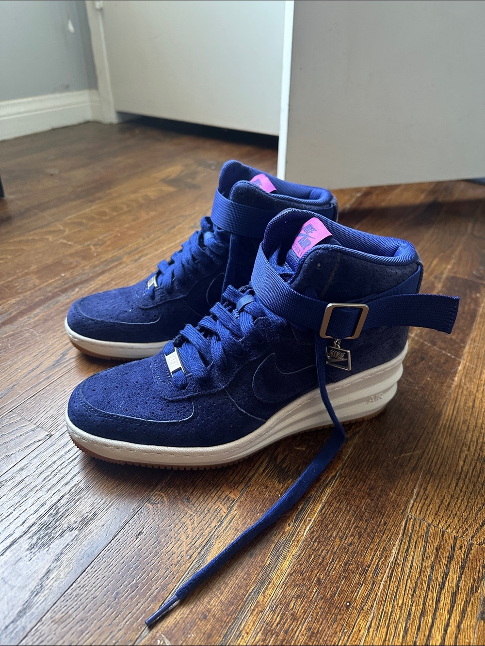 Nike Lunar Force 1 Sky Hi Wedge suede sneakers